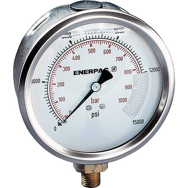 Enerpac - Hydraulic Pressure Gages & Adapters Type: Glycerine Filled Pressure Rating: 15000 - Eagle Tool & Supply