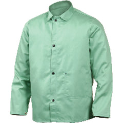Large - Green Flame Retardant 9 oz Cotton Jackets - Jackets are 30″ long - Eagle Tool & Supply