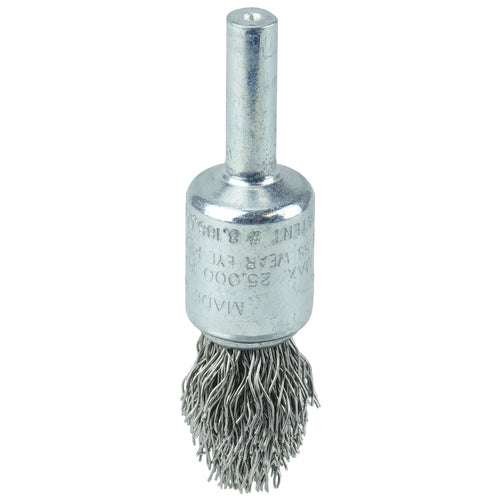 1/2″ Controlled Flare Crimped Wire End Brush, .020″ Stainless Steel Fill - Eagle Tool & Supply