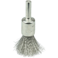 1/2″ Nickel-Plated Cup End Brush, .006″ Stainless Steel Crimped Wire Fill - Eagle Tool & Supply