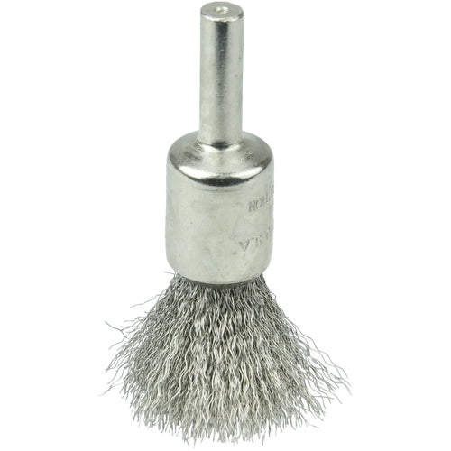 1/2″ Nickel-Plated Cup End Brush, .0104″ Stainless Steel Crimped Wire Fill - Eagle Tool & Supply