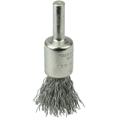 1/2″ Nickel-Plated Cup End Brush, .014″ Stainless Steel Crimped Wire Fill - Eagle Tool & Supply