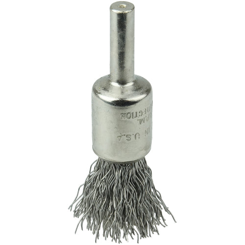 1/2″ Nickel-Plated Cup End Brush, .020″ Stainless Steel Crimped Wire Fill - Eagle Tool & Supply