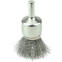 3/4″ Nickel-Plated Cup End Brush, .006″ Stainless Steel Crimped Wire Fill - Eagle Tool & Supply