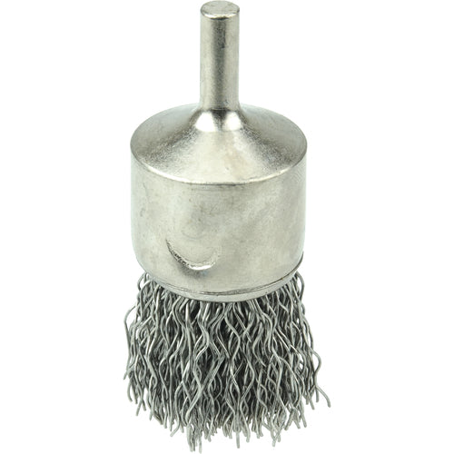 1″ Nickel-Plated Cup End Brush, .020″ Stainless Steel Crimped Wire Fill - Eagle Tool & Supply