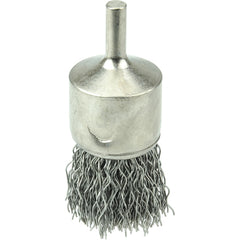 1″ Nickel-Plated Cup End Brush, .020″ Stainless Steel Crimped Wire Fill - Eagle Tool & Supply