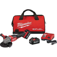 Milwaukee Tool - 4-1/2 - 6" Wheel Diam, 9,000 RPM, Cordless Angle & Disc Grinder - 5/8-11 Spindle, 18 Volts, 6 Amps, Side Exhaust - Eagle Tool & Supply