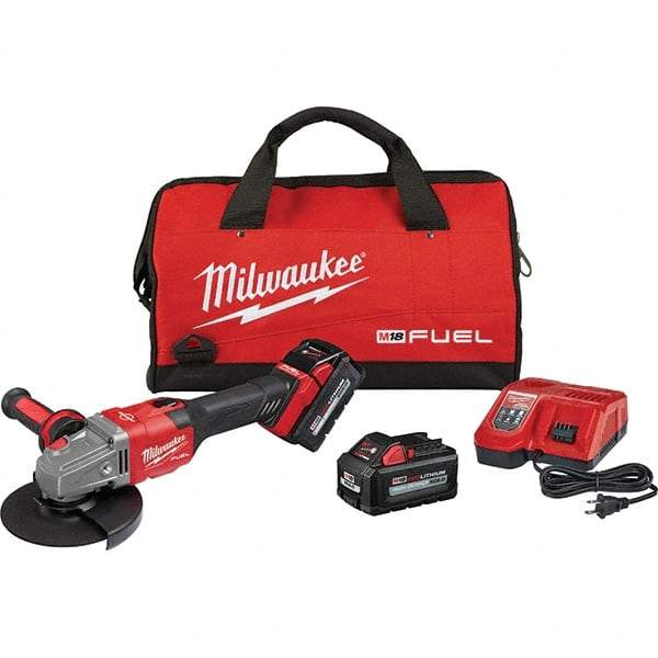 Milwaukee Tool - 4-1/2 - 6" Wheel Diam, 9,000 RPM, Cordless Angle & Disc Grinder - 5/8-11 Spindle, 18 Volts, 6 Amps, Side Exhaust - Eagle Tool & Supply