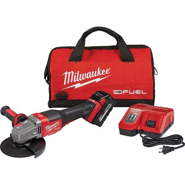 Milwaukee Tool - 4-1/2 - 6" Wheel Diam, 9,000 RPM, Cordless Angle & Disc Grinder - 5/8-11 Spindle, 18 Volts, 6 Amps, Side Exhaust - Eagle Tool & Supply