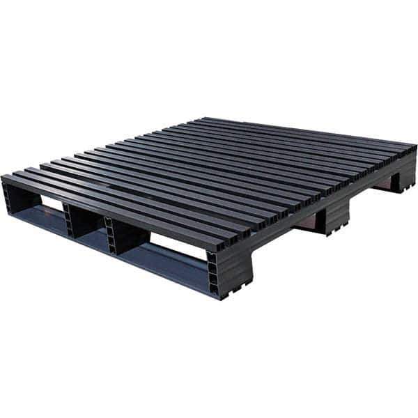 Custom Built Plastic Pallets - 45" Long x 45" & Wide x 6-1/2" High Plastic Pallet - 1,500 Lb Static Capacity, 500 Lb Dynamic Capacity, Black - Eagle Tool & Supply