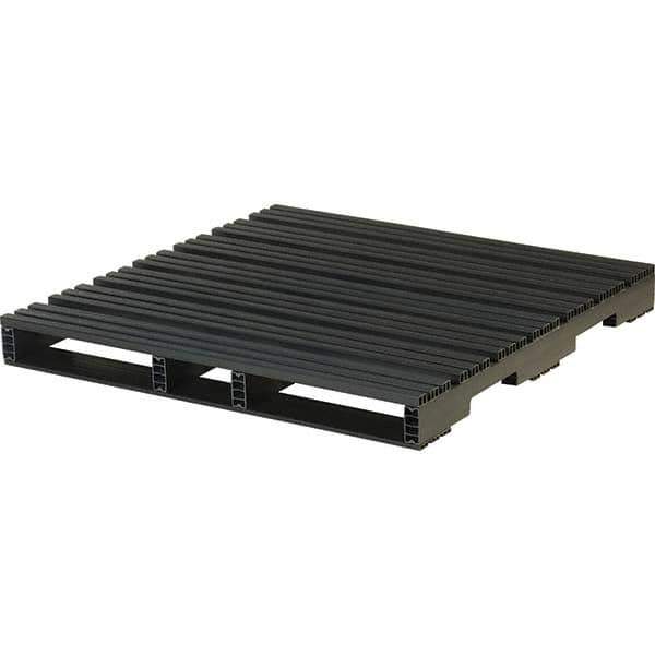Custom Built Plastic Pallets - 48" Long x 48" & Wide x 5" High Plastic Pallet - 6,600 Lb Static Capacity, 1,000 Lb Dynamic Capacity, Black - Eagle Tool & Supply