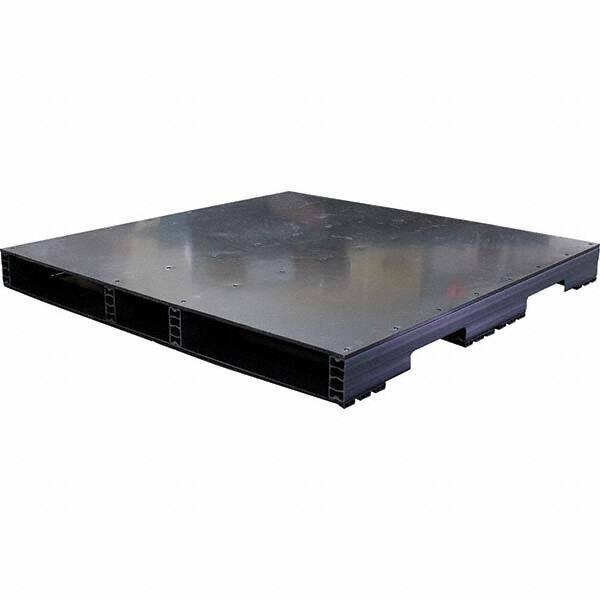 Custom Built Plastic Pallets - 48" Long x 48" & Wide x 4.4" High Plastic Pallet - 1,500 Lb Static Capacity, 500 Lb Dynamic Capacity, Black - Eagle Tool & Supply