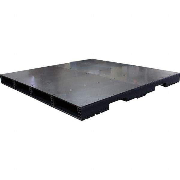 Custom Built Plastic Pallets - 60" Long x 60" & Wide x 4.4" High Plastic Pallet - 1,500 Lb Static Capacity, 500 Lb Dynamic Capacity, Black - Eagle Tool & Supply