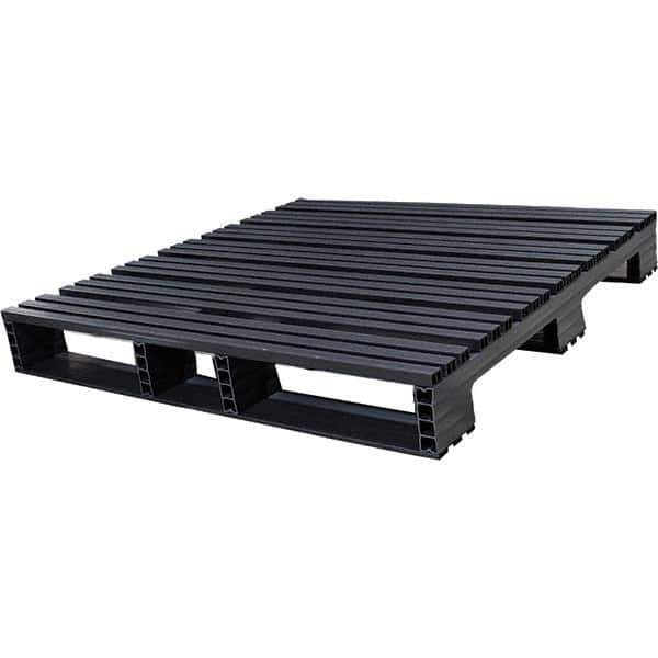 Custom Built Plastic Pallets - 48" Long x 48" & Wide x 6-1/2" High Plastic Pallet - 1,500 Lb Static Capacity, 500 Lb Dynamic Capacity, Black - Eagle Tool & Supply