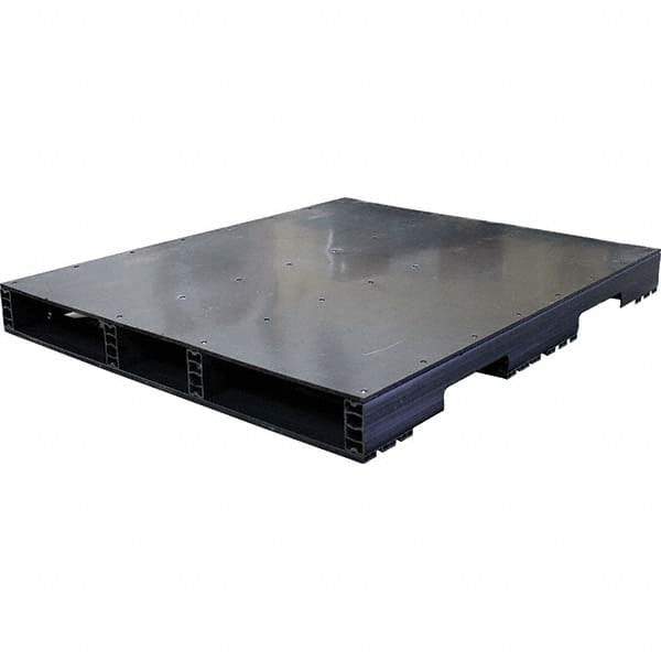 Custom Built Plastic Pallets - 48" Long x 40" & Wide x 4.4" High Plastic Pallet - 1,500 Lb Static Capacity, 500 Lb Dynamic Capacity, Black - Eagle Tool & Supply