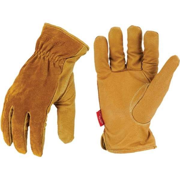 ironCLAD - Size S (7), ANSI Cut Lvl A5, Abrasion Lvl 4, Cut Resistant Gloves - 10" Long, Uncoated, HPPE Lining, Open Cuff, Golden, Paired - Eagle Tool & Supply