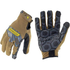 ironCLAD - Size L (9), ANSI Cut Lvl A1, Abrasion Lvl 5, Silicone Coated Cut Resistant Gloves - 9" Long, Uncoated, Unlined, Hook & Loop Cuff, Brown/Gray, Paired - Eagle Tool & Supply