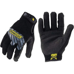 ironCLAD - Size L (9), ANSI Cut Lvl A2, Abrasion Lvl 3, Cut Resistant Gloves - 9" Long, Uncoated, Unlined, Hook & Loop Cuff, Black, Paired - Eagle Tool & Supply