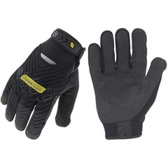 ironCLAD - Size M (8), ANSI Cut Lvl A2, Abrasion Lvl 3, Cut Resistant Gloves - 8.75" Long, Uncoated, Unlined, Hook & Loop Cuff, Black, Paired - Eagle Tool & Supply