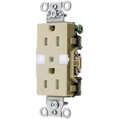 Hubbell Wiring Device-Kellems - 125V 15A NEMA 5-15R Commercial Grade Ivory Straight Blade Duplex Receptacle - Eagle Tool & Supply