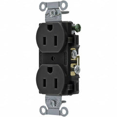 Hubbell Wiring Device-Kellems - 125V 15A NEMA 5-15R Commercial Grade Black Straight Blade Duplex Receptacle - Eagle Tool & Supply