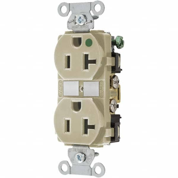 Hubbell Wiring Device-Kellems - 125V 20A NEMA 5-20R Hospital Grade Ivory Straight Blade Duplex Receptacle - Eagle Tool & Supply