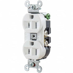 Hubbell Wiring Device-Kellems - 125V 15A NEMA 5-15R Industrial Grade White Straight Blade Duplex Receptacle - Eagle Tool & Supply