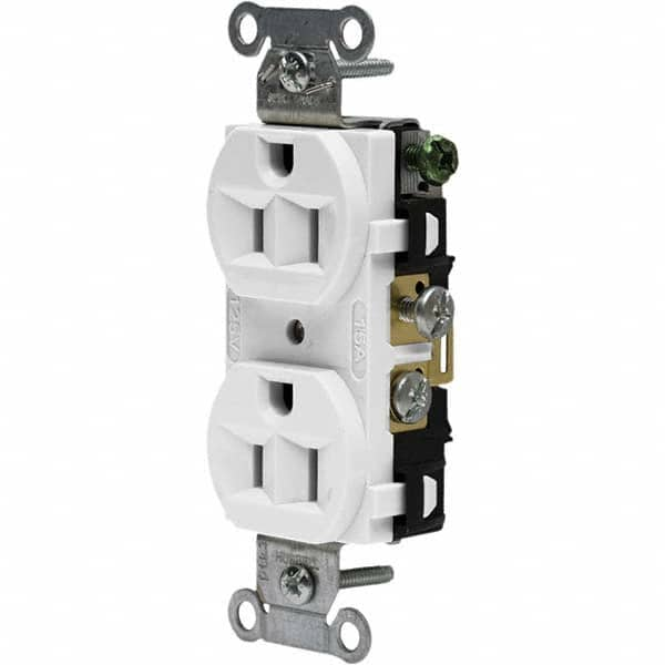 Hubbell Wiring Device-Kellems - 125V 15A NEMA 5-15R Commercial Grade White Straight Blade Duplex Receptacle - Eagle Tool & Supply