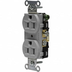 Hubbell Wiring Device-Kellems - 125V 15A NEMA 5-15R Commercial Grade Gray Straight Blade Duplex Receptacle - Eagle Tool & Supply