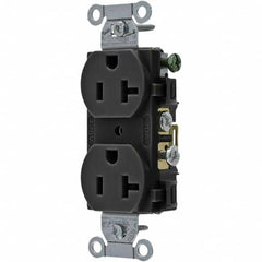 Hubbell Wiring Device-Kellems - 125V 20A NEMA 5-20R Commercial Grade Black Straight Blade Duplex Receptacle - Eagle Tool & Supply