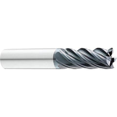 SGS - 3/8" Diam, Variable Pitch, 1/2" LOC, 5 Flute Solid Carbide Roughing Corner Radius End Mill - Eagle Tool & Supply