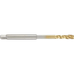 Guhring - 1/4-28 UNF 3 Flute 2B Modified Bottoming Spiral Flute Tap - High Speed Steel, TiN Finish, 4" OAL, Right Hand Flute, Right Hand Thread, H3/H4, Series 4284 - Exact Industrial Supply
