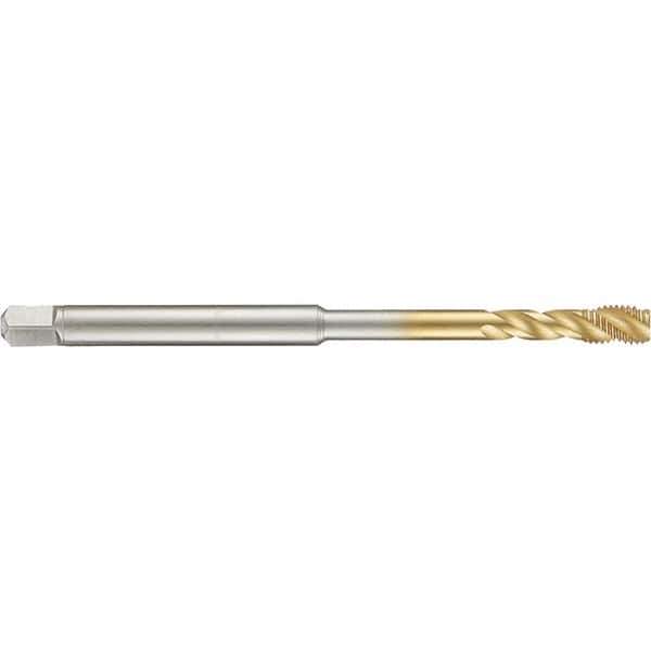 Guhring - 6-32 UNC 3 Flute 2B Modified Bottoming Spiral Flute Tap - High Speed Steel, TiN Finish, 4" OAL, Right Hand Flute, Right Hand Thread, H3/H4, Series 4283 - Eagle Tool & Supply