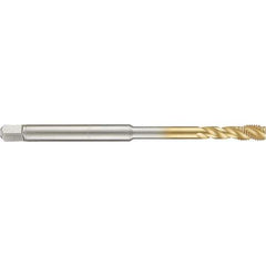Guhring - 4-40 UNC 3 Flute 2B Modified Bottoming Spiral Flute Tap - High Speed Steel, TiN Finish, 4" OAL, Right Hand Flute, Right Hand Thread, H2/H3, Series 4283 - Exact Industrial Supply