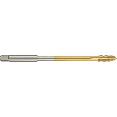 Guhring - 9/16-12 UNC 4 Flute 2B Plug Spiral Point Tap - High Speed Steel, TiN Finish, 6" OAL, Right Hand Thread, H5/H6, Series 4285 - Exact Industrial Supply