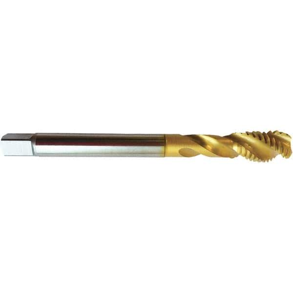 Guhring - 3/8-16 UNC 3 Flute 2BX Modified Bottoming Spiral Flute Tap - High Speed Steel, TiN Finish, 3.937" OAL, Right Hand Flute, Right Hand Thread, H6/H7, Series 4392 - Exact Industrial Supply
