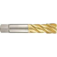 Guhring - 1-1/8-8 UNF 4 Flute 2B Modified Bottoming Spiral Flute Tap - High Speed Steel, TiN Finish, 7.0866" OAL, Right Hand Flute, Right Hand Thread, H7, Series 4289 - Eagle Tool & Supply