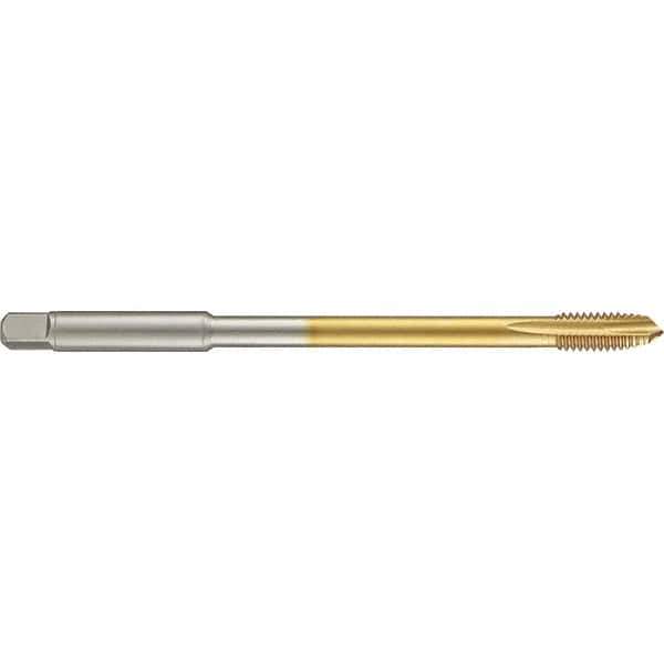 Guhring - 7/16-20 UNF 3 Flute 2B Plug Spiral Point Tap - High Speed Steel, TiN Finish, 6" OAL, Right Hand Thread, H4/H5, Series 4286 - Exact Industrial Supply