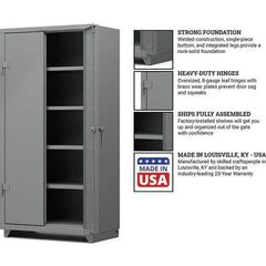 Strong Hold - 4 Shelf Locking Storage Cabinet - Steel, 36" Wide x 24" Deep x 75" High, Medium Gray - Eagle Tool & Supply