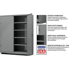 Strong Hold - 4 Shelf Locking Storage Cabinet - Steel, 60" Wide x 24" Deep x 75" High, Medium Gray - Eagle Tool & Supply