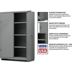Strong Hold - 3 Shelf Locking Storage Cabinet - Steel, 48" Wide x 24" Deep x 75" High, Medium Gray - Eagle Tool & Supply