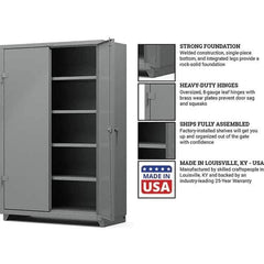 Strong Hold - 4 Shelf Locking Storage Cabinet - Steel, 48" Wide x 24" Deep x 75" High, Medium Gray - Eagle Tool & Supply