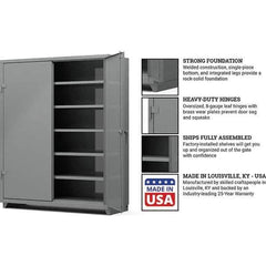 Strong Hold - 5 Shelf Locking Storage Cabinet - Steel, 60" Wide x 24" Deep x 75" High, Medium Gray - Eagle Tool & Supply