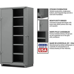 Strong Hold - 5 Shelf Locking Storage Cabinet - Steel, 36" Wide x 24" Deep x 75" High, Medium Gray - Eagle Tool & Supply