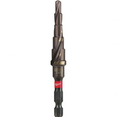 Milwaukee Tool - 6 Hole Sizes, 1/8 to 1/2" Hole Diam Steel Rapid Strike Tip Step Drill Bit - Eagle Tool & Supply