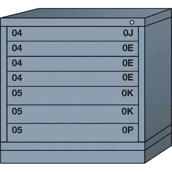 Lyon - 7 Drawer, Standard Table Height - Single Drawer Access Cabinet - Steel, 30" Wide x 28-1/4" Deep x 30-1/8" High, Dove Gray - Eagle Tool & Supply