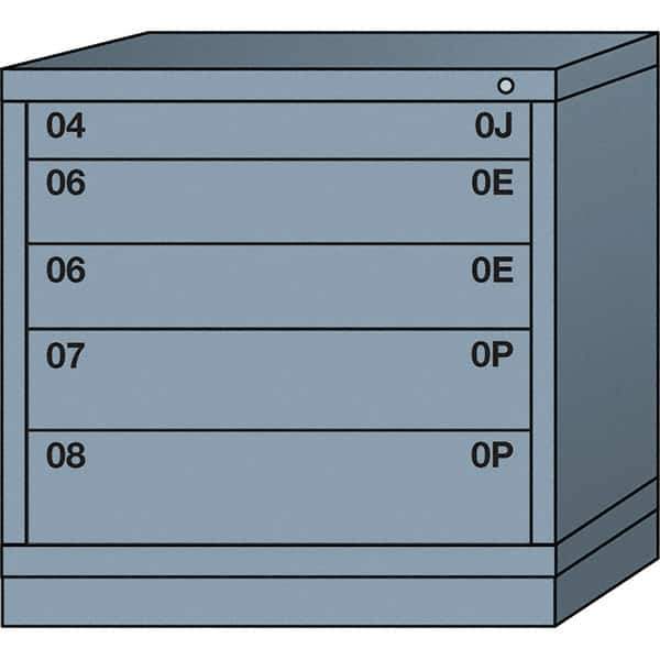 Lyon - 5 Drawer, Standard Table Height - Single Drawer Access Cabinet - Steel, 30" Wide x 28-1/4" Deep x 30-1/8" High, Dove Gray - Eagle Tool & Supply