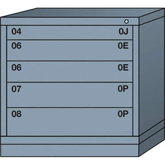 Lyon - 5 Drawer, Standard Table Height - Single Drawer Access Cabinet - Steel, 30" Wide x 28-1/4" Deep x 30-1/8" High, Dove Gray - Eagle Tool & Supply