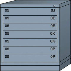 Lyon - 7 Drawer, Standard Bench Height - Single Drawer Access Cabinet - Steel, 30" Wide x 28-1/4" Deep x 33-1/4" High, Dove Gray - Eagle Tool & Supply