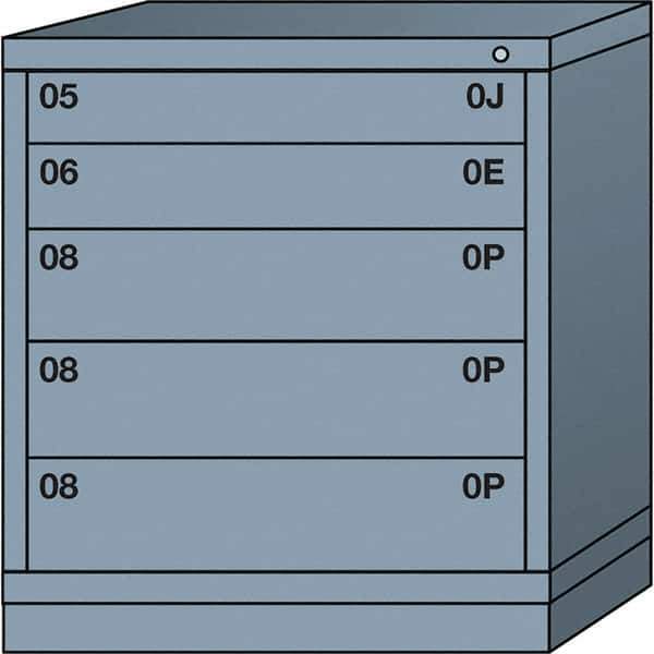 Lyon - 5 Drawer, Standard Bench Height - Multiple Drawer Access Cabinet - Steel, 30" Wide x 28-1/4" Deep x 33-1/4" High, Dove Gray - Eagle Tool & Supply